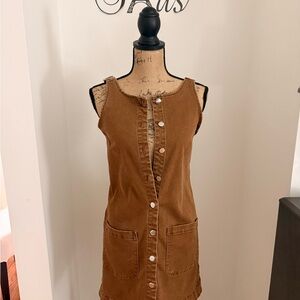 Brown Button-Front Corduroy Dress